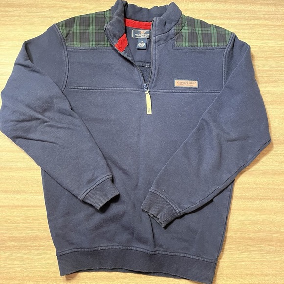 Vineyard Vines Other - Vineyard Vines Men's Navy Plaid Quarter Zip Pullover Sweatshirt XS